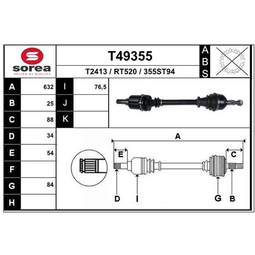 Hnací hriadeľ EAI T49355