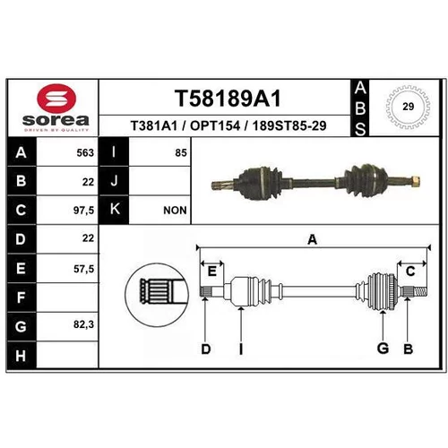 Hnací hriadeľ EAI T58189A1