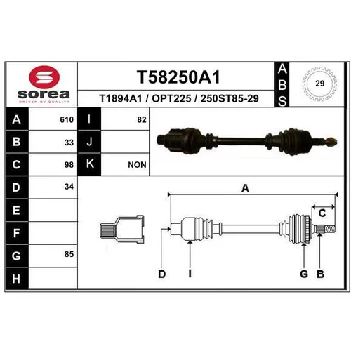 Hnací hriadeľ EAI T58250A1