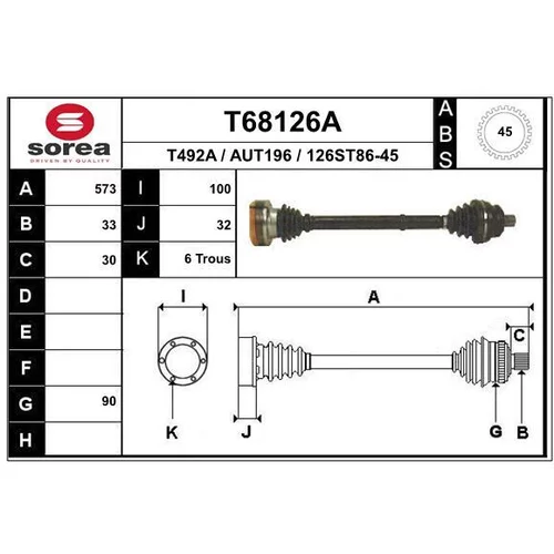 Hnací hriadeľ EAI T68126A
