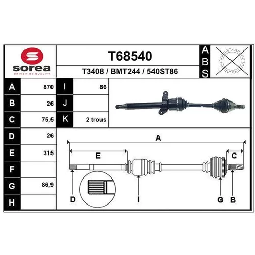 Hnací hriadeľ EAI T68540