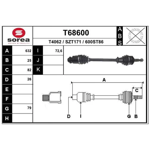 Hnací hriadeľ EAI T68600