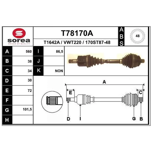 Hnací hriadeľ EAI T78170A
