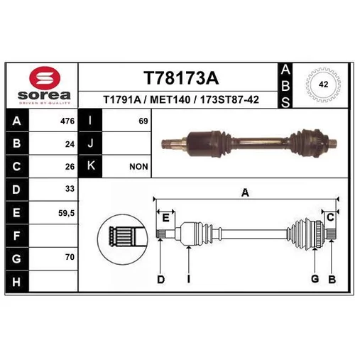 Hnací hriadeľ EAI T78173A