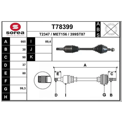 Hnací hriadeľ EAI T78399
