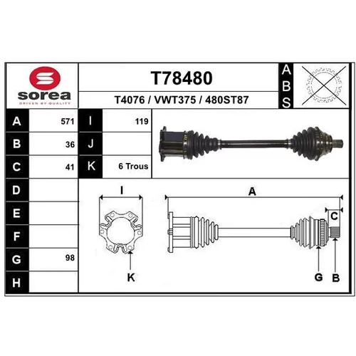 Hnací hriadeľ EAI T78480