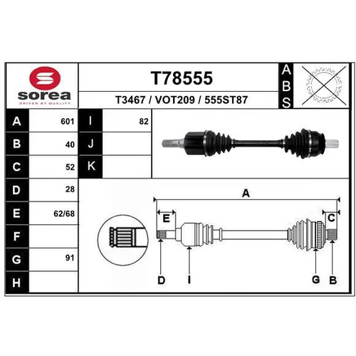 Hnací hriadeľ EAI T78555