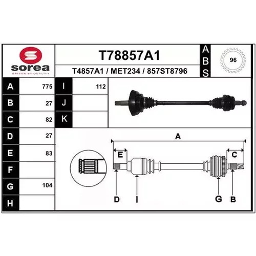 Hnací hriadeľ EAI T78857A1