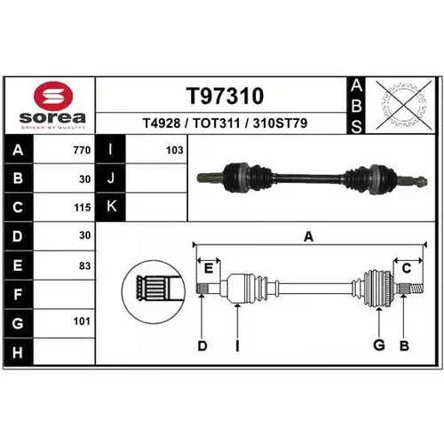 Hnací hriadeľ EAI T97310