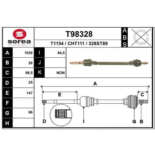 Hnací hriadeľ EAI T98328