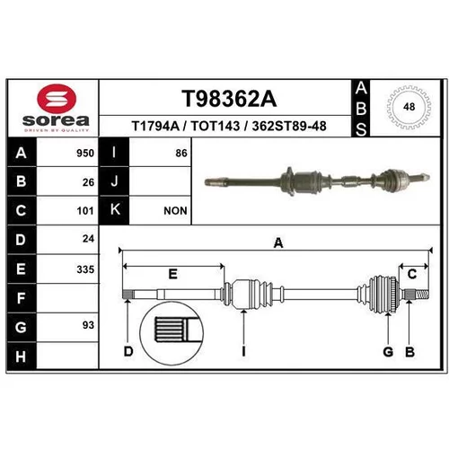 Hnací hriadeľ EAI T98362A