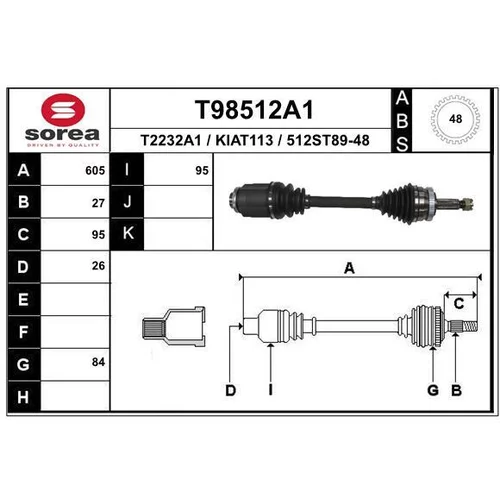 Hnací hriadeľ EAI T98512A1