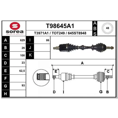 Hnací hriadeľ T98645A1 /EAI/