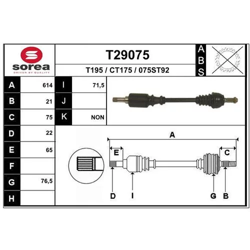 Hnací hriadeľ EAI T29075