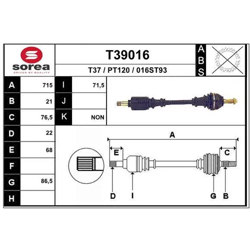 Hnací hriadeľ EAI T39016