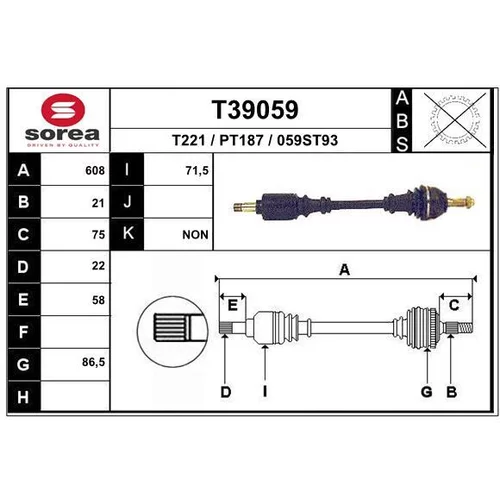 Hnací hriadeľ EAI T39059