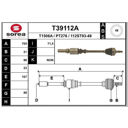 Hnací hriadeľ EAI T39112A