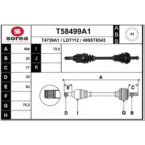 Hnací hriadeľ EAI T58499A1