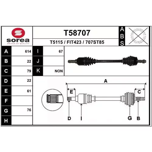 Hnací hriadeľ EAI T58707