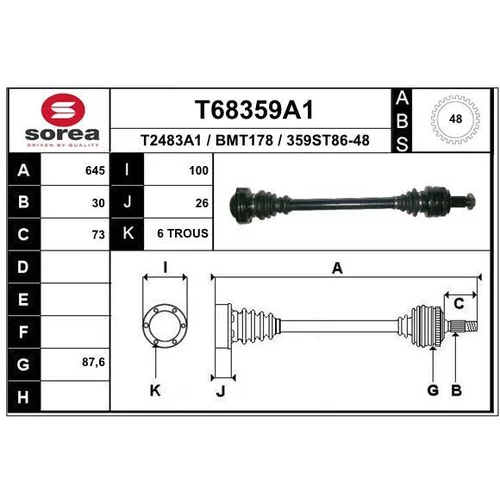 Hnací hriadeľ EAI T68359A1