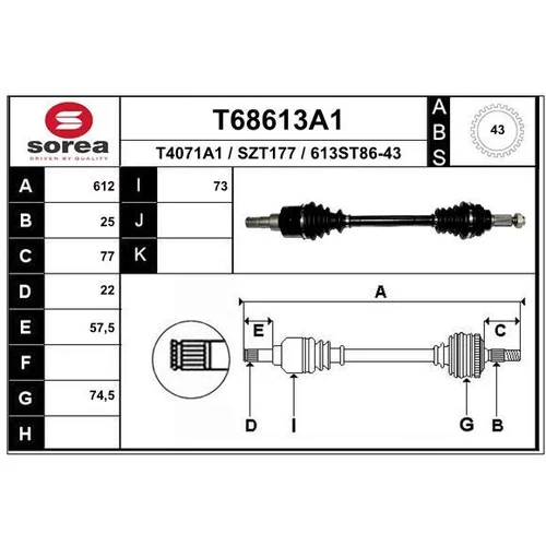 Hnací hriadeľ EAI T68613A1