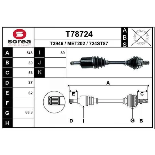 Hnací hriadeľ EAI T78724