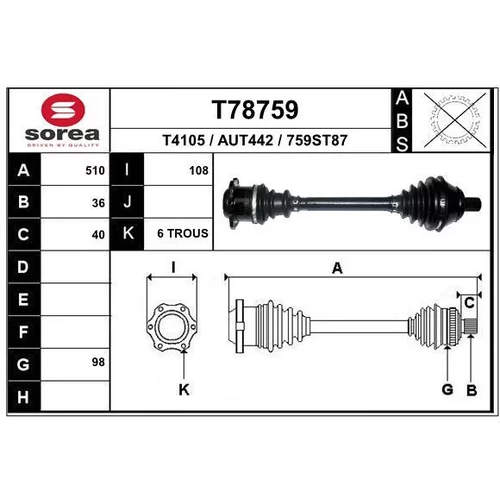 Hnací hriadeľ EAI T78759
