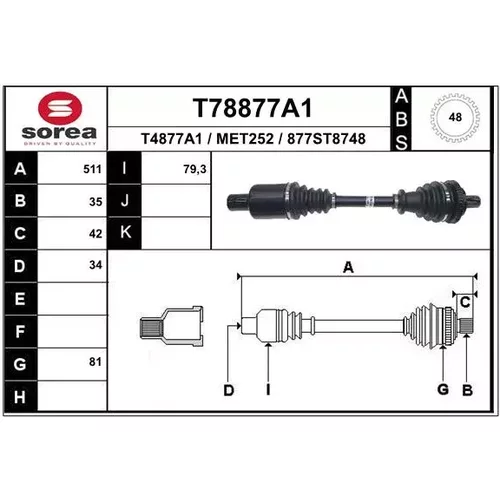 Hnací hriadeľ EAI T78877A1