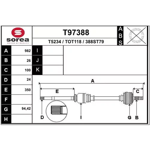 Hnací hriadeľ EAI T97388