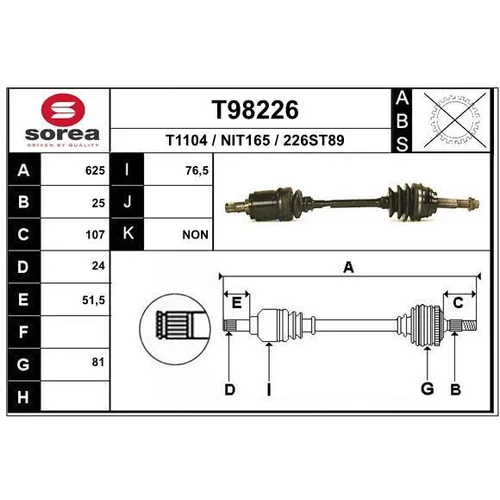 Hnací hriadeľ EAI T98226
