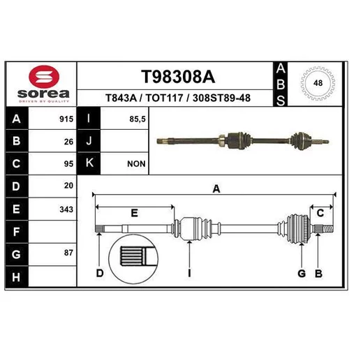 Hnací hriadeľ EAI T98308A