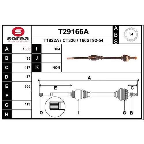 Hnací hriadeľ EAI T29166A