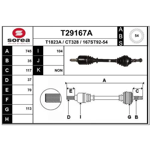Hnací hriadeľ EAI T29167A