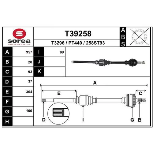 Hnací hriadeľ EAI T39258