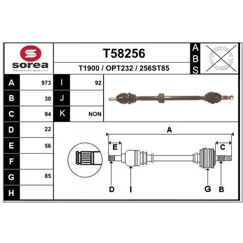 Hnací hriadeľ EAI T58256