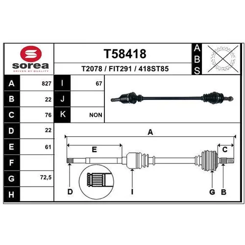 Hnací hriadeľ EAI T58418