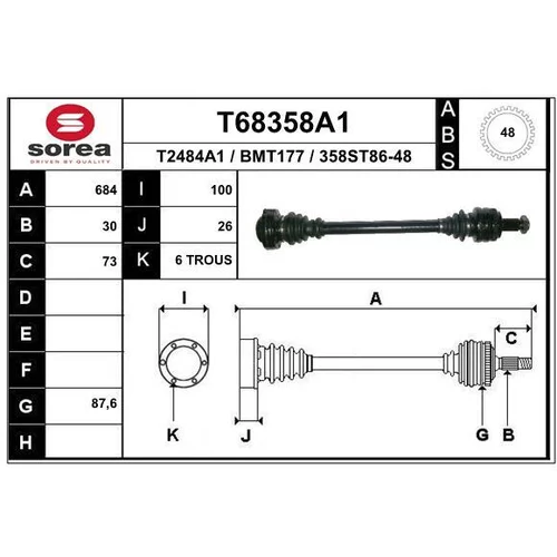Hnací hriadeľ T68358A1 /EAI/