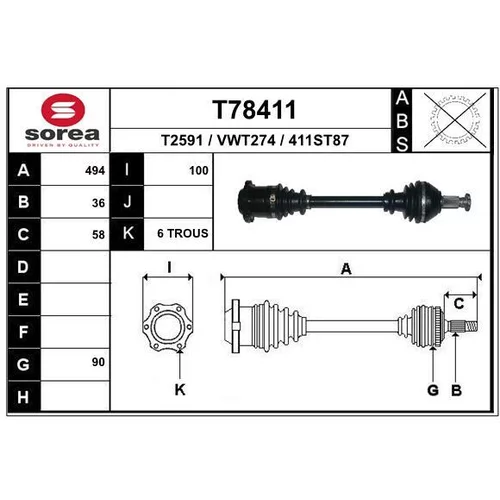 Hnací hriadeľ EAI T78411