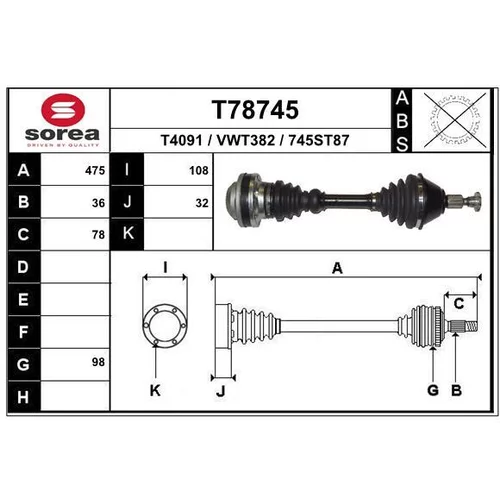 Hnací hriadeľ EAI T78745