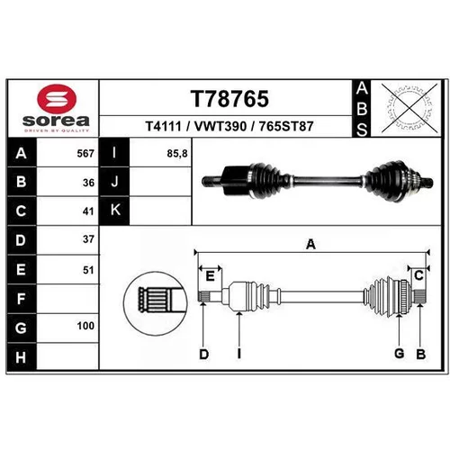 Hnací hriadeľ EAI T78765