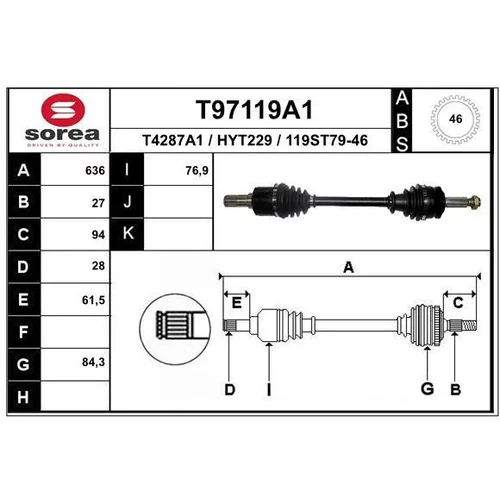 Hnací hriadeľ EAI T97119A1