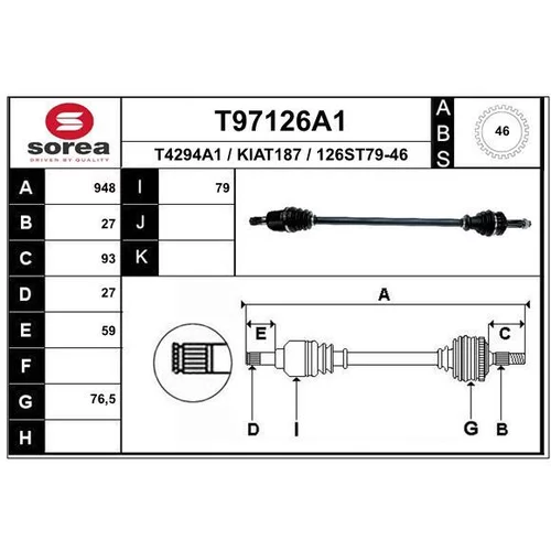 Hnací hriadeľ T97126A1 /EAI/