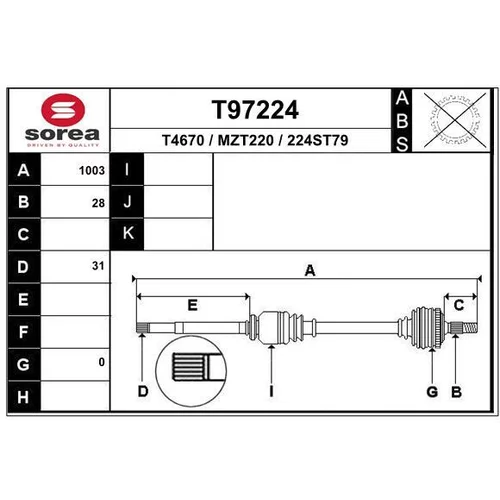 Hnací hriadeľ EAI T97224