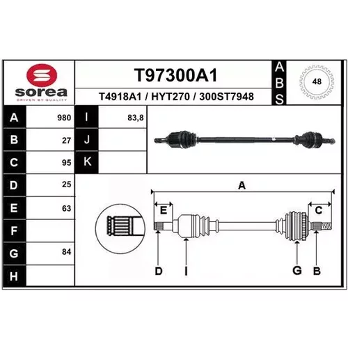 Hnací hriadeľ EAI T97300A1