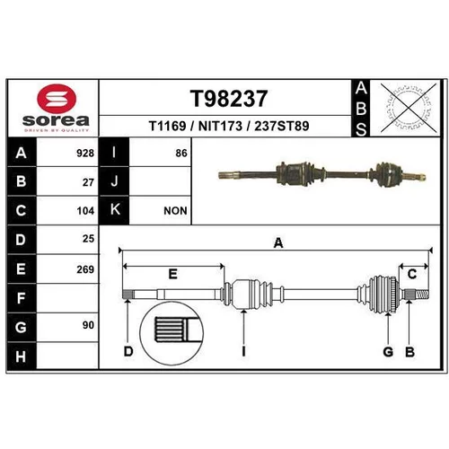 Hnací hriadeľ EAI T98237