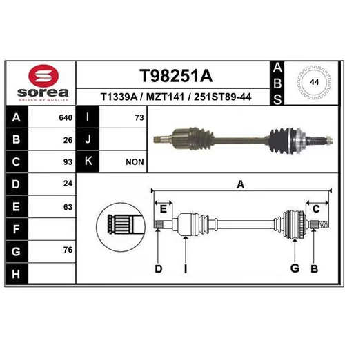 Hnací hriadeľ EAI T98251A