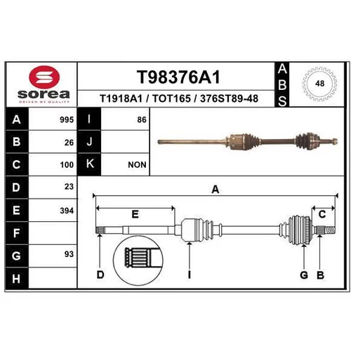 Hnací hriadeľ T98376A1 /EAI/