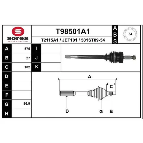 Hnací hriadeľ EAI T98501A1