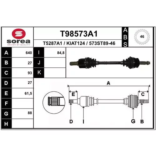 Hnací hriadeľ EAI T98573A1