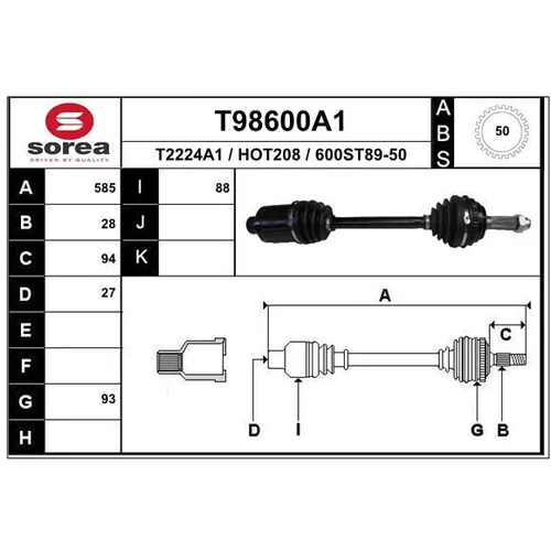 Hnací hriadeľ EAI T98600A1